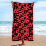 Black And Red Casino Card Pattern Print Beach Towel