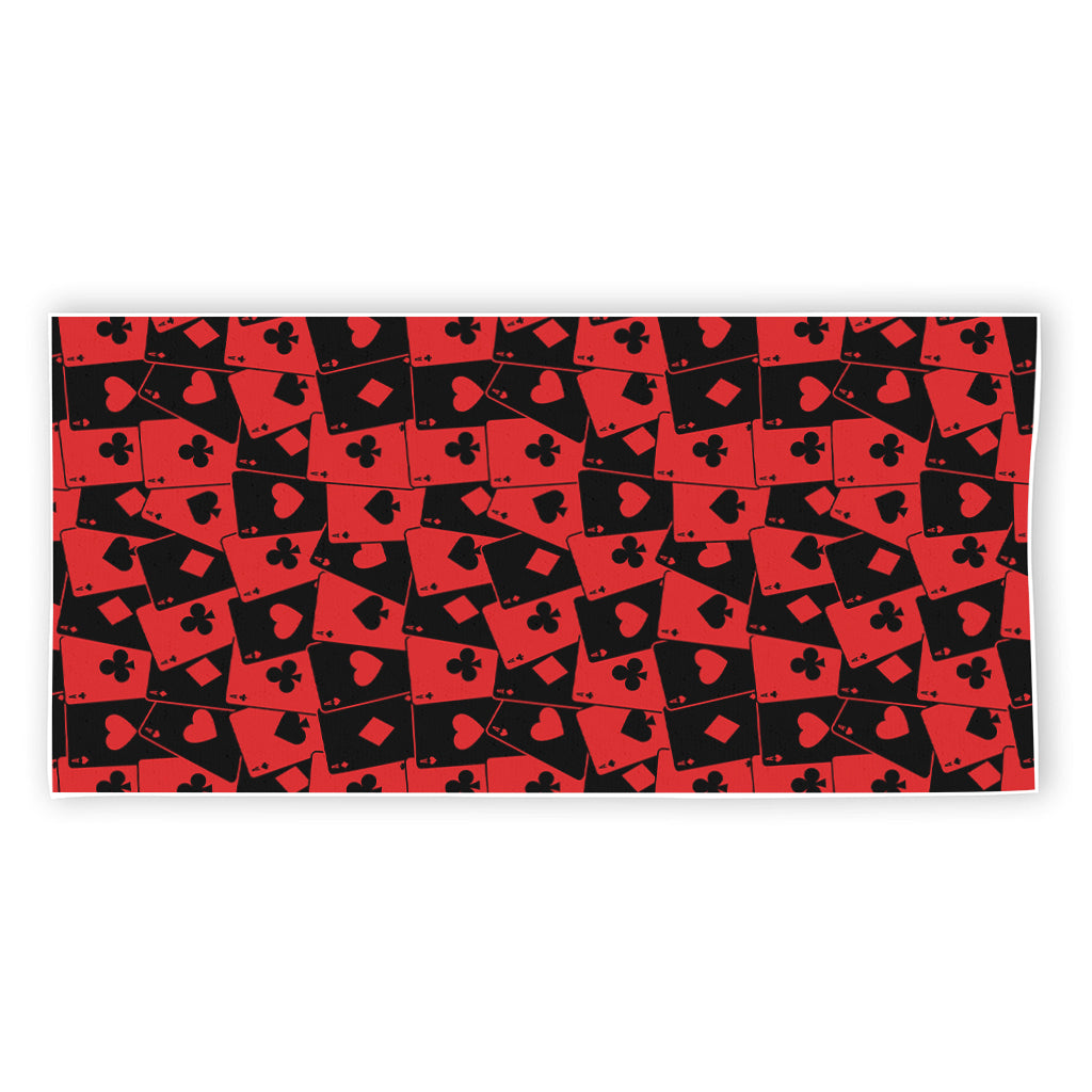 Black And Red Casino Card Pattern Print Beach Towel