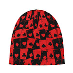 Black And Red Casino Card Pattern Print Beanie