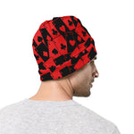Black And Red Casino Card Pattern Print Beanie