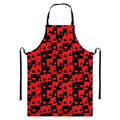 Black And Red Casino Card Pattern Print Bib Apron With Pocket