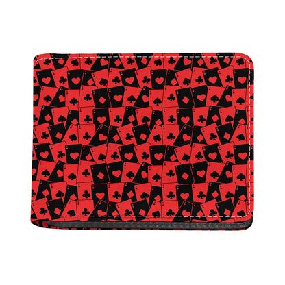 Black And Red Casino Card Pattern Print Bifold Wallet