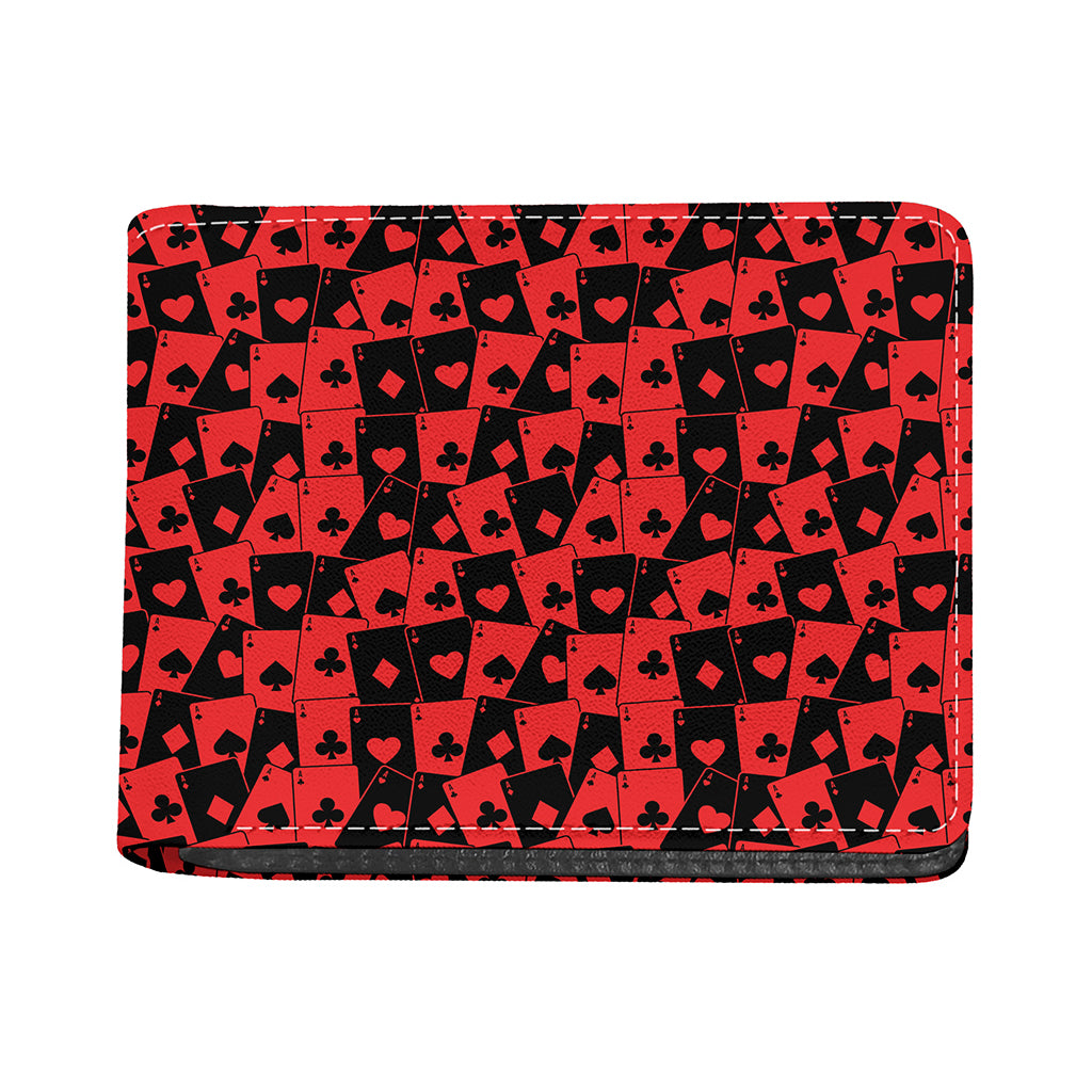 Black And Red Casino Card Pattern Print Bifold Wallet