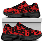 Black And Red Casino Card Pattern Print Black Chunky Shoes