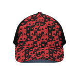 Black And Red Casino Card Pattern Print Black Mesh Trucker Cap