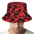 Black And Red Casino Card Pattern Print Bucket Hat