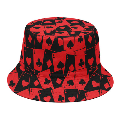 Black And Red Casino Card Pattern Print Bucket Hat