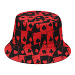 Black And Red Casino Card Pattern Print Bucket Hat