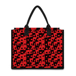 Black And Red Casino Card Pattern Print Canvas Tote Bag