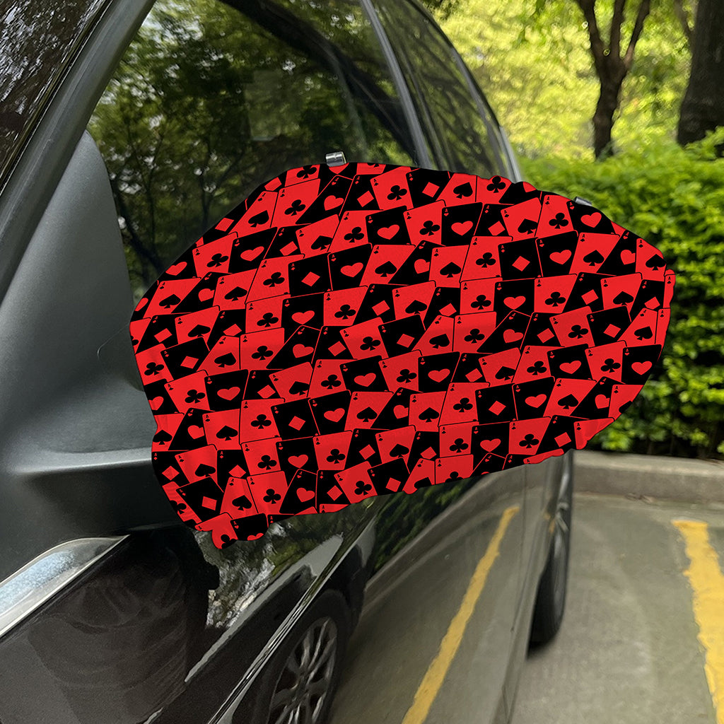 Black And Red Casino Card Pattern Print Car Side Mirror Covers