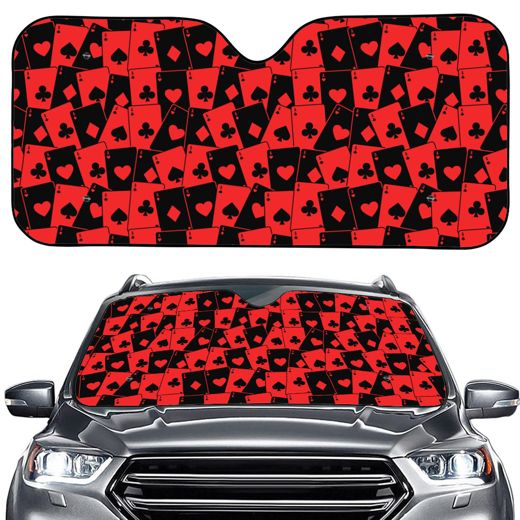 Black And Red Casino Card Pattern Print Car Windshield Sun Shade