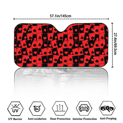 Black And Red Casino Card Pattern Print Car Windshield Sun Shade