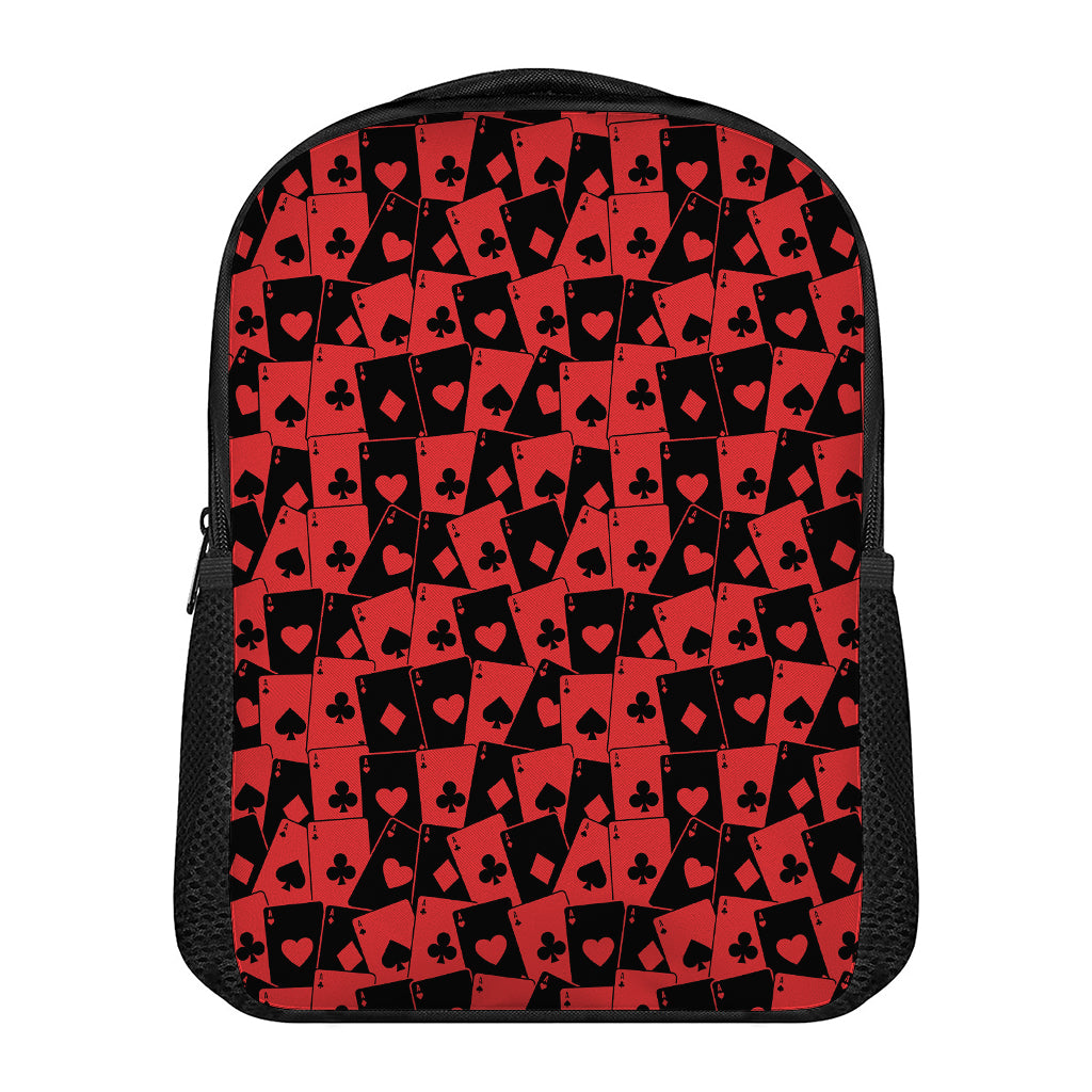 Black And Red Casino Card Pattern Print Casual Backpack