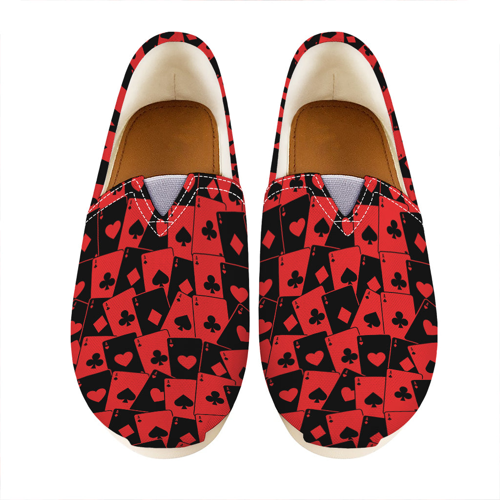 Black And Red Casino Card Pattern Print Casual Shoes