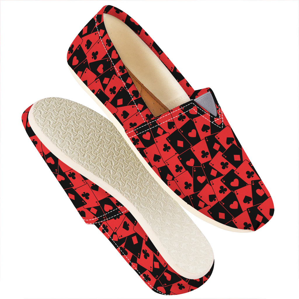 Black And Red Casino Card Pattern Print Casual Shoes