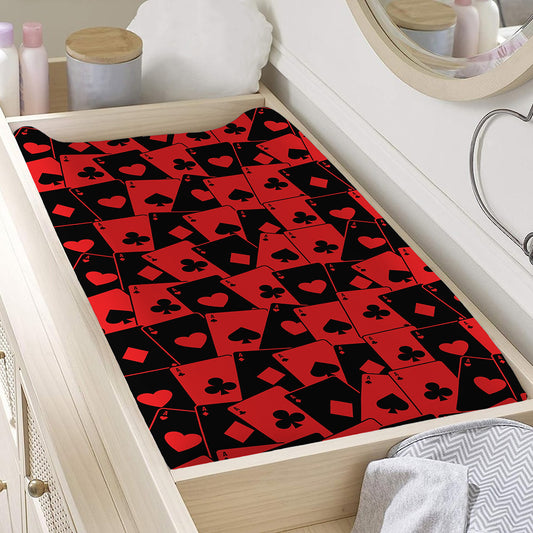 Black And Red Casino Card Pattern Print Changing Pad Cover