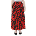 Black And Red Casino Card Pattern Print Chiffon Maxi Skirt