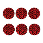 Black And Red Casino Card Pattern Print Coaster Set