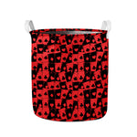 Black And Red Casino Card Pattern Print Collapsible Laundry Basket