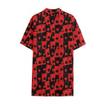 Black And Red Casino Card Pattern Print Cotton Hawaiian Shirt