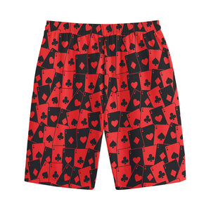 Black And Red Casino Card Pattern Print Cotton Shorts