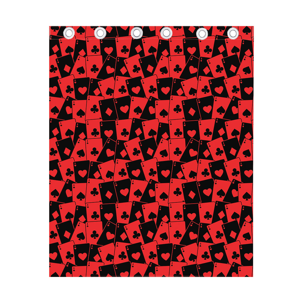 Black And Red Casino Card Pattern Print Curtain