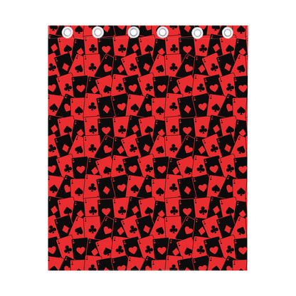 Black And Red Casino Card Pattern Print Curtain