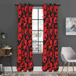Black And Red Casino Card Pattern Print Curtain