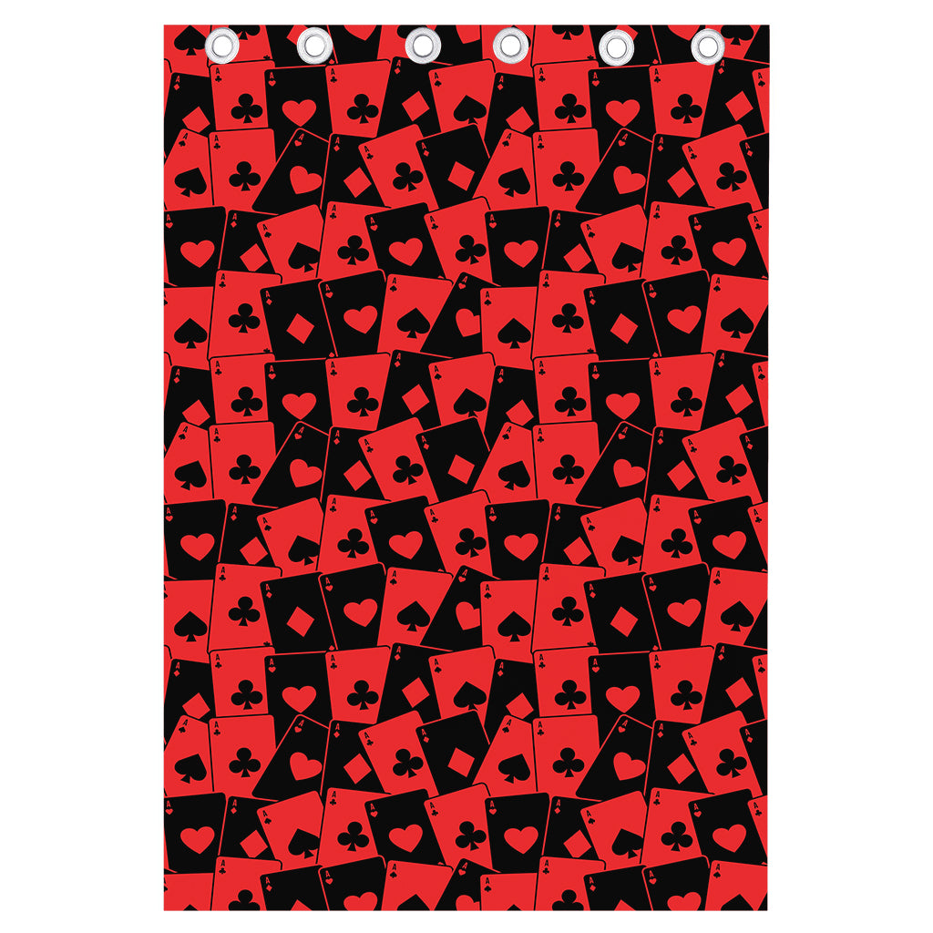 Black And Red Casino Card Pattern Print Curtain