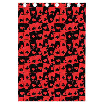 Black And Red Casino Card Pattern Print Curtain