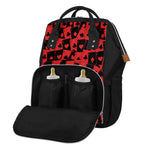 Black And Red Casino Card Pattern Print Diaper Bag