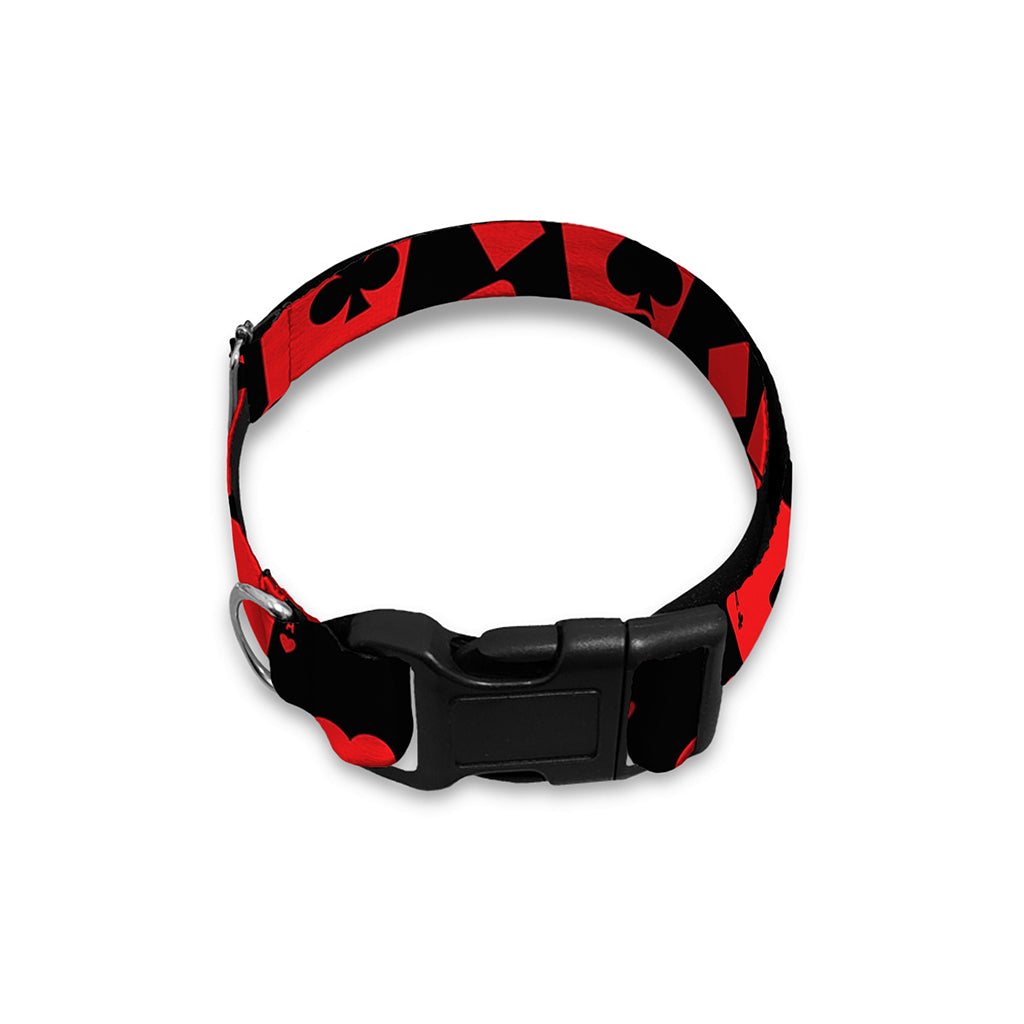 Black And Red Casino Card Pattern Print Dog Collar
