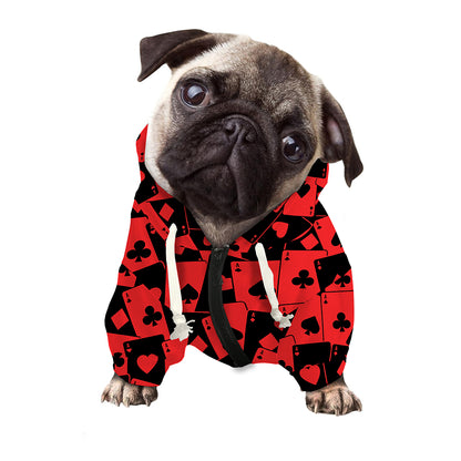 Black And Red Casino Card Pattern Print Dog Zip Up Hoodie