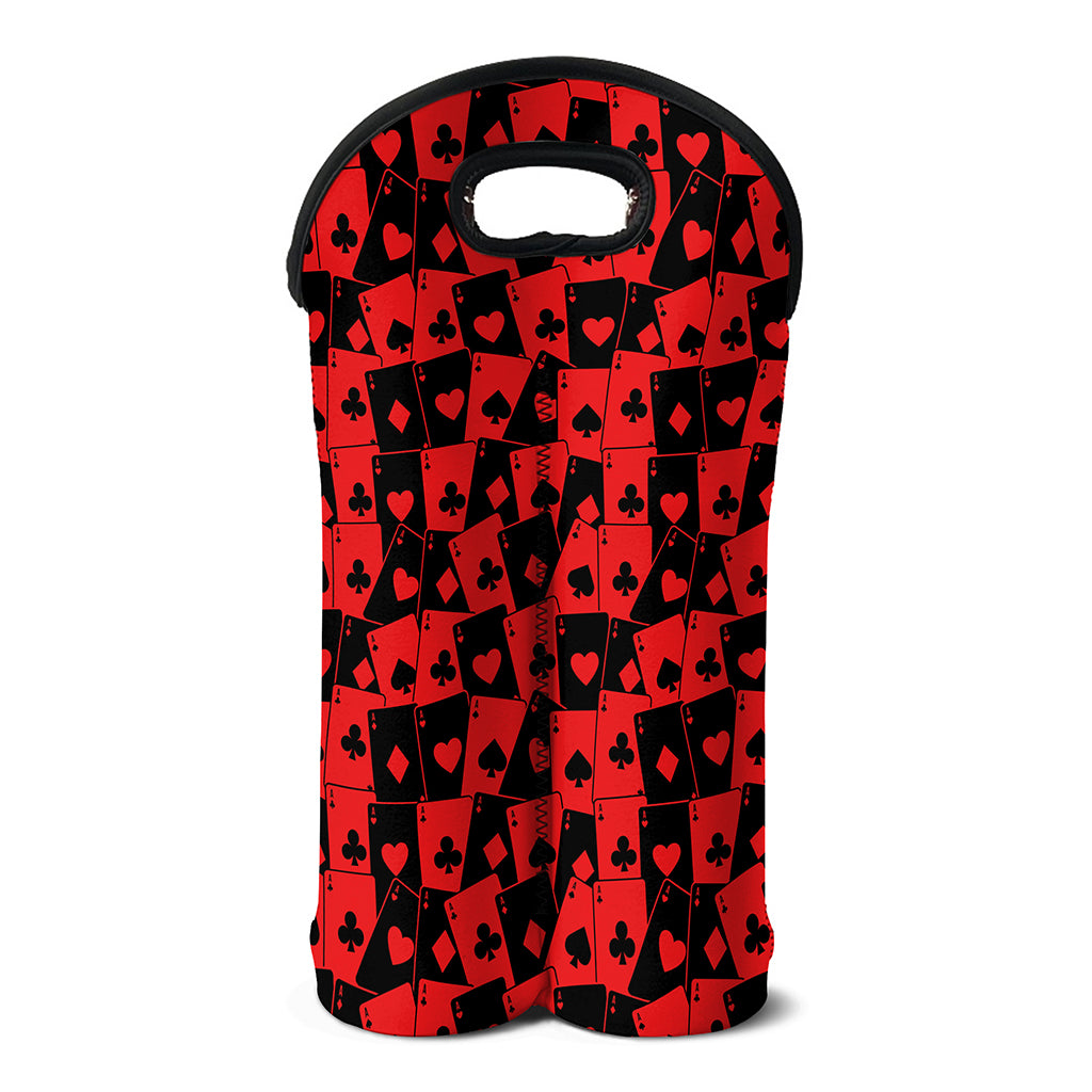 Black And Red Casino Card Pattern Print Double Neoprene Wine Tote