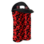 Black And Red Casino Card Pattern Print Double Neoprene Wine Tote