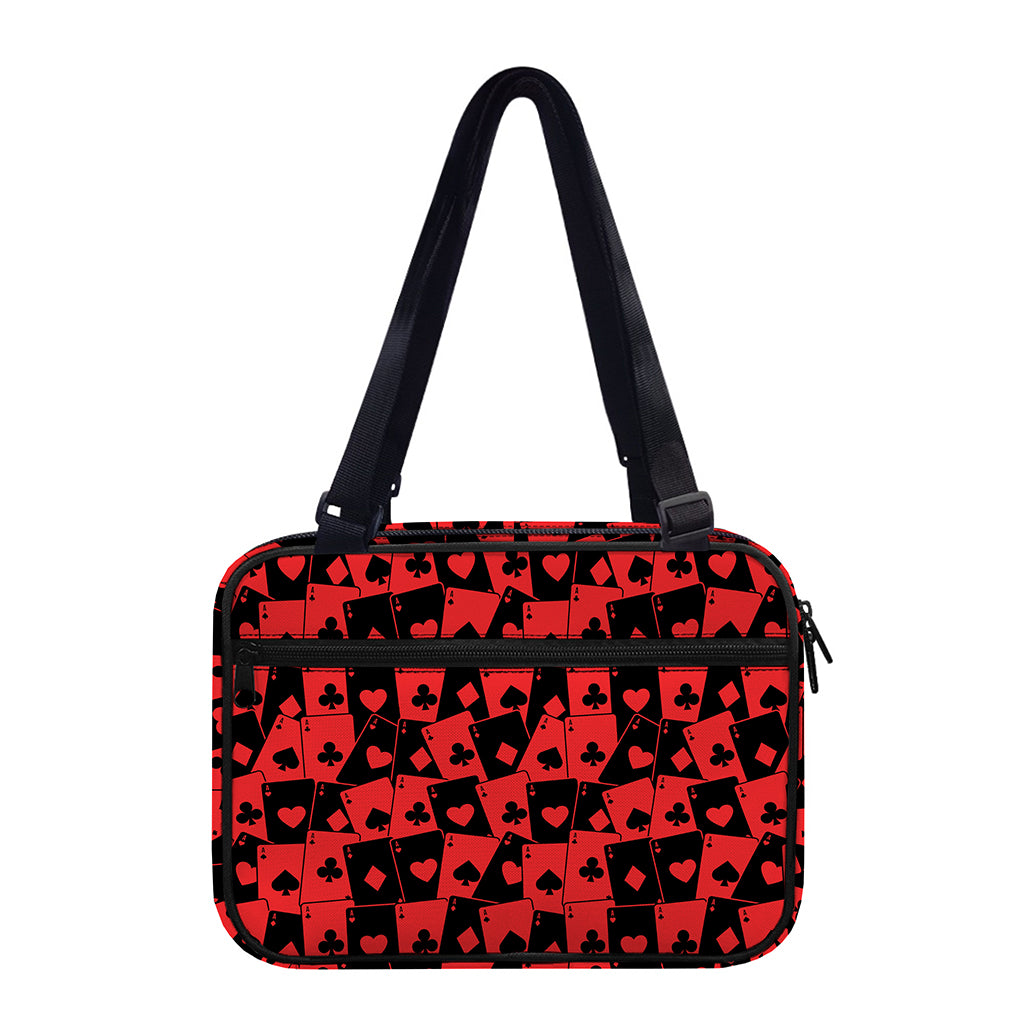 Black And Red Casino Card Pattern Print Double Strap Bible Bag