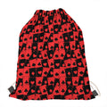 Black And Red Casino Card Pattern Print Drawstring Bag