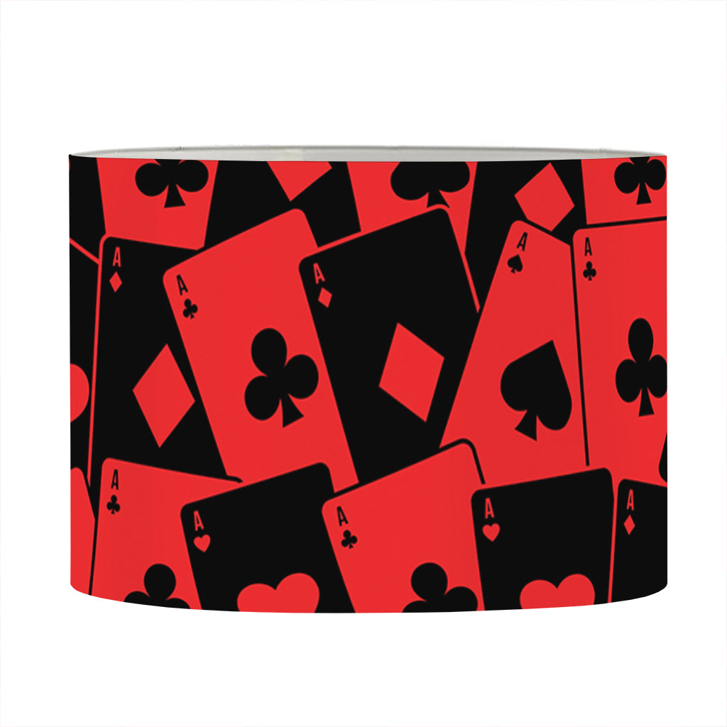 Black And Red Casino Card Pattern Print Drum Lamp Shade