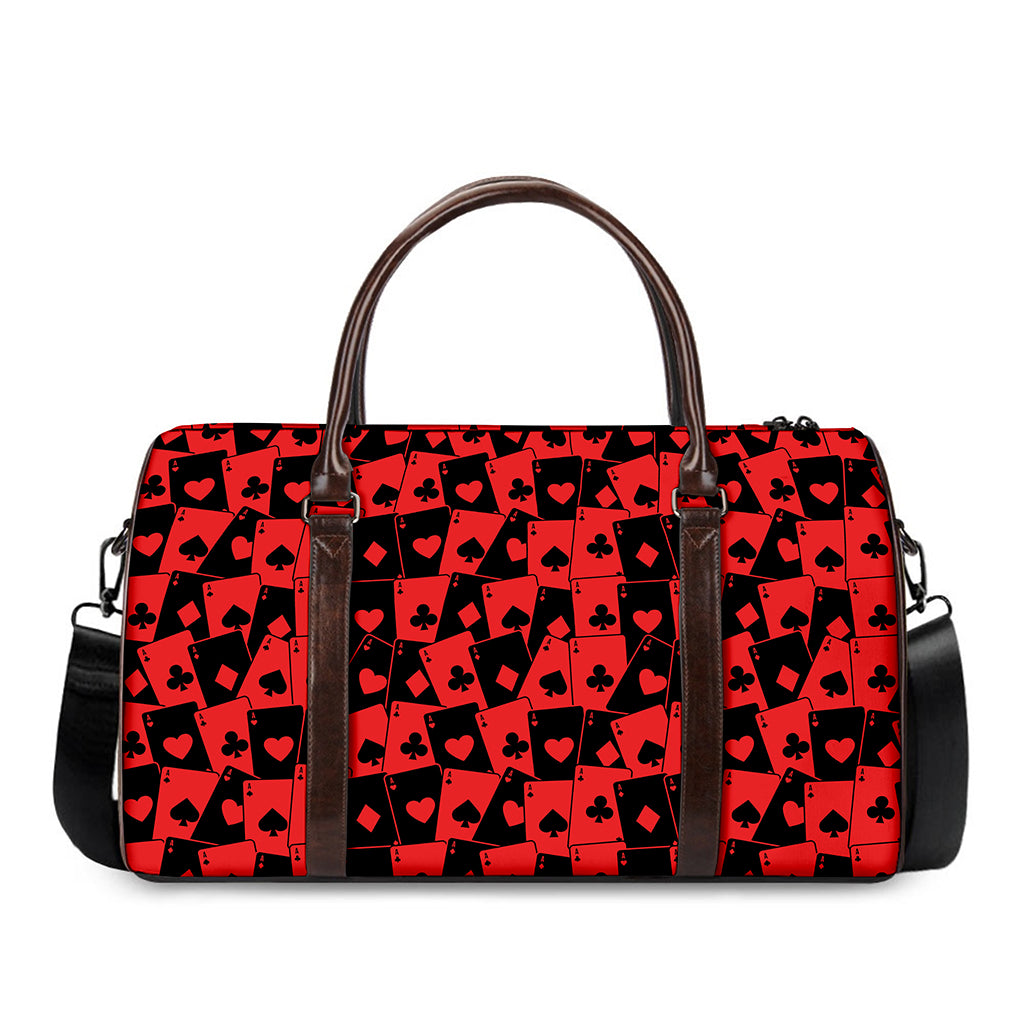 Black And Red Casino Card Pattern Print Duffle Bag