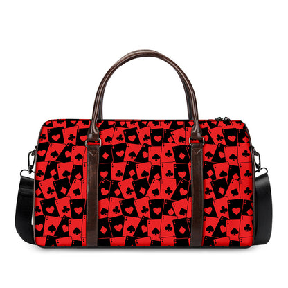 Black And Red Casino Card Pattern Print Duffle Bag