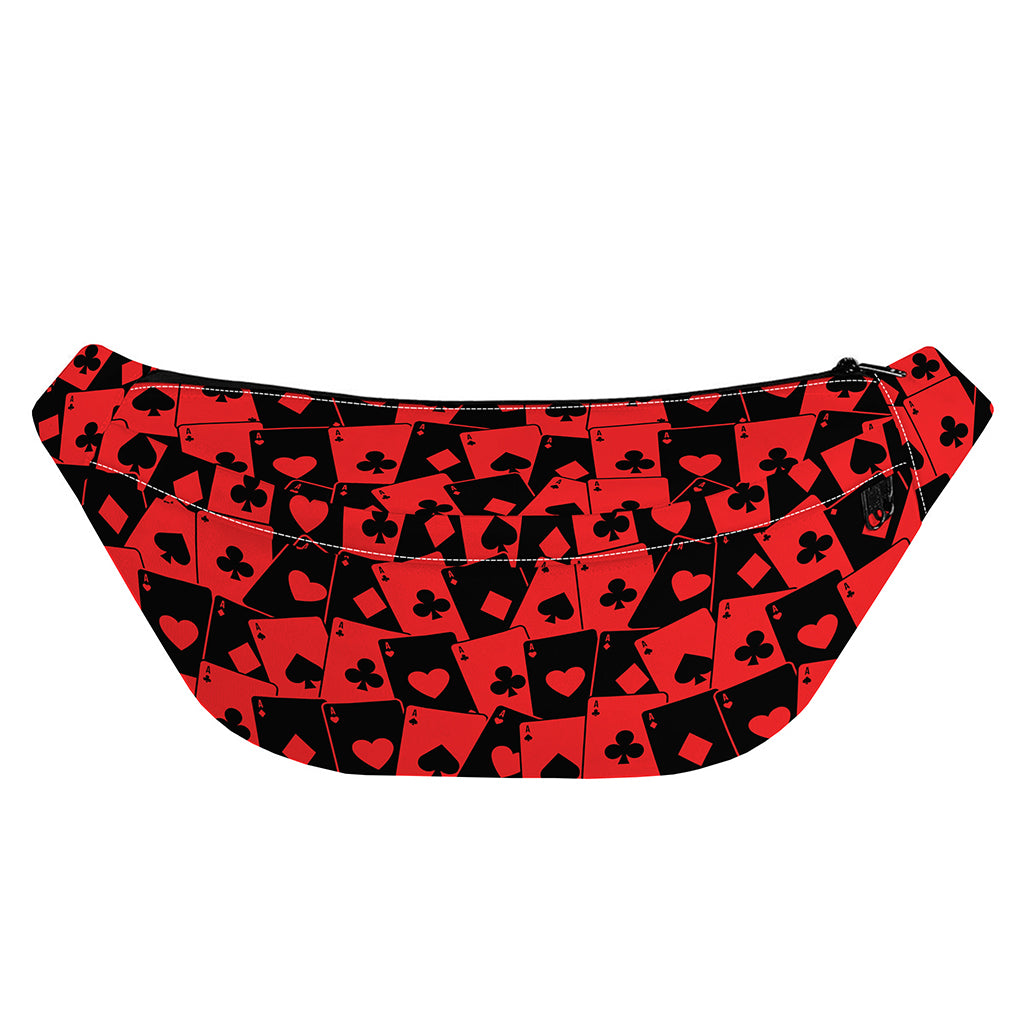 Black And Red Casino Card Pattern Print Fanny Pack