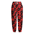 Black And Red Casino Card Pattern Print Fleece Lined Knit Pants