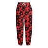 Black And Red Casino Card Pattern Print Fleece Lined Knit Pants