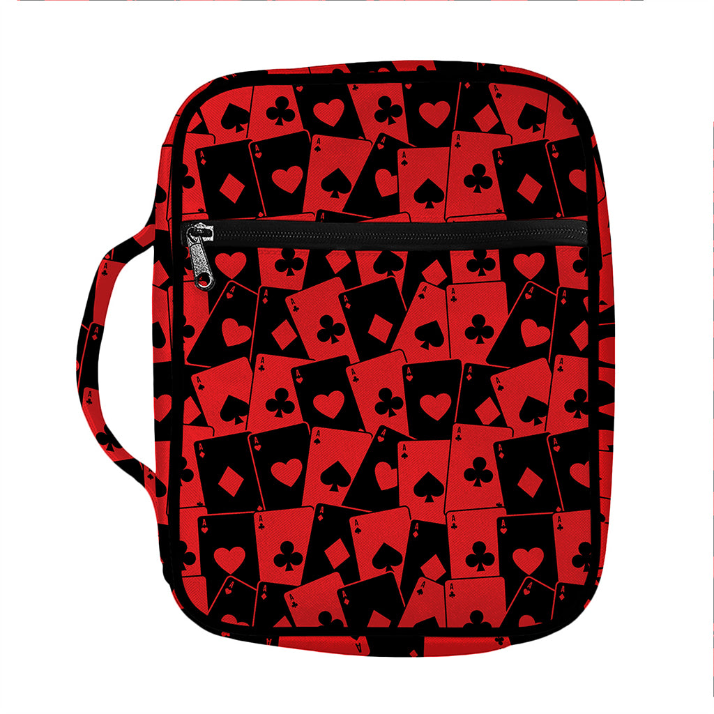 Black And Red Casino Card Pattern Print Front Pocket Bible Bag