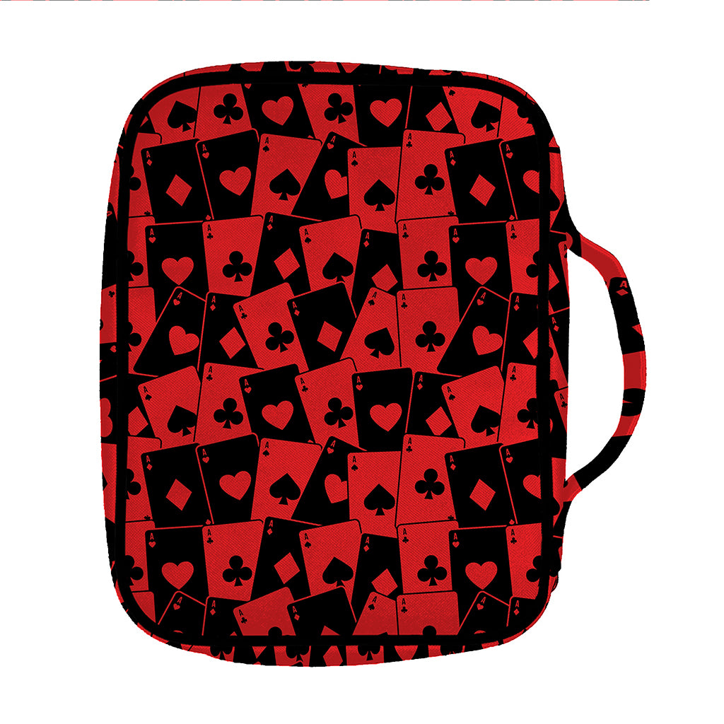 Black And Red Casino Card Pattern Print Front Pocket Bible Bag