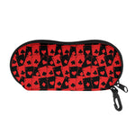 Black And Red Casino Card Pattern Print Glasses Case