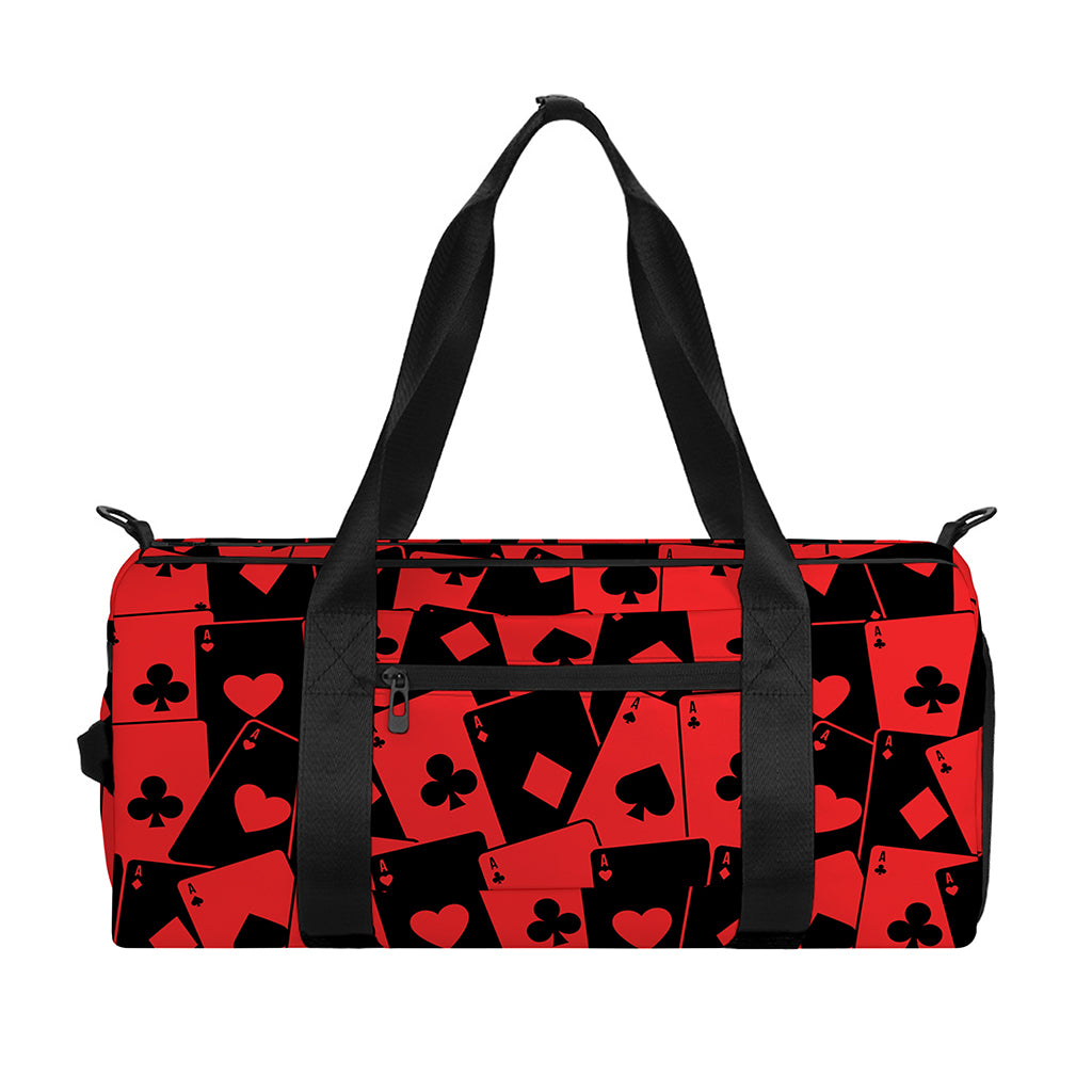 Black And Red Casino Card Pattern Print Gym Bag
