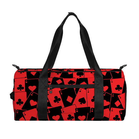 Black And Red Casino Card Pattern Print Gym Bag