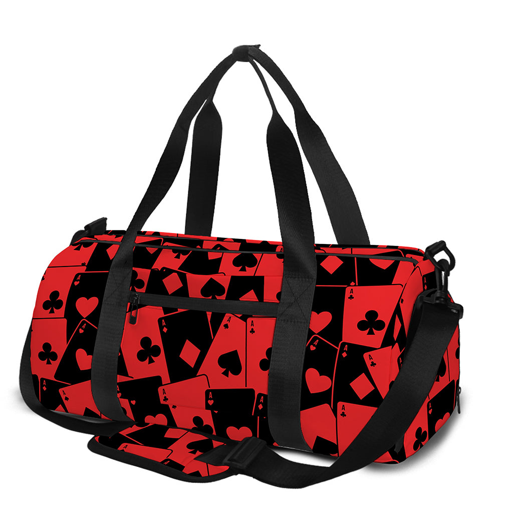 Black And Red Casino Card Pattern Print Gym Bag