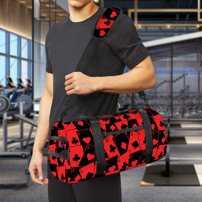 Black And Red Casino Card Pattern Print Gym Bag